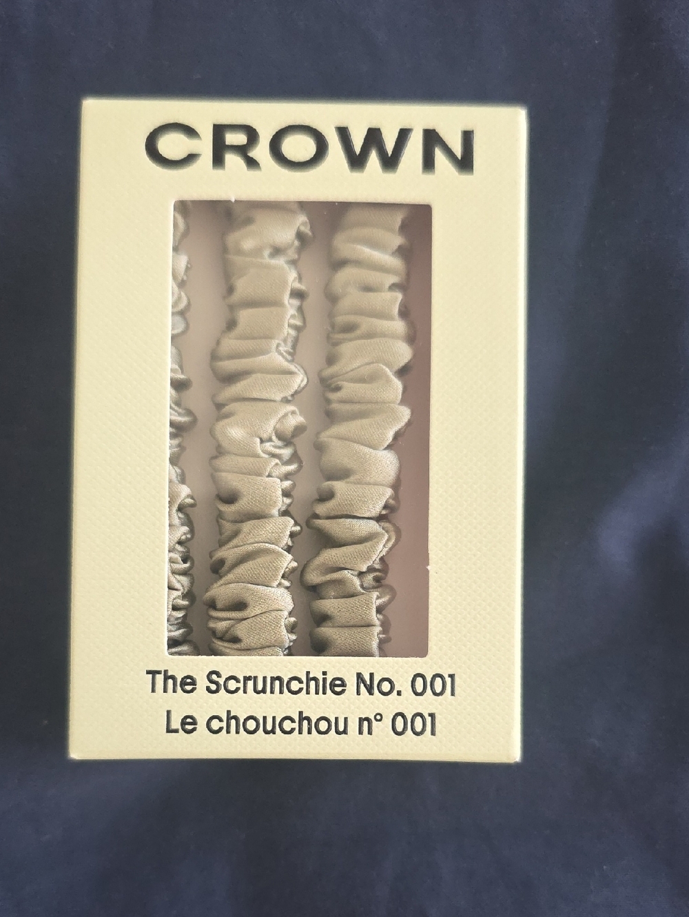 Crown Beige Satin Scrunchie Trio
